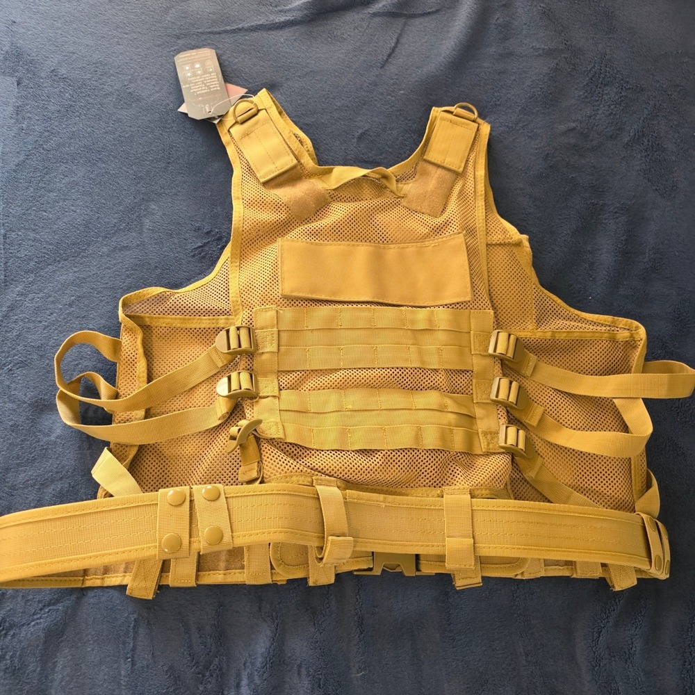 Yakeda Tactical Vest Tan Coyote Brown Molle Military Airsoft Paintball Gear NEW - Picture 4 of 11